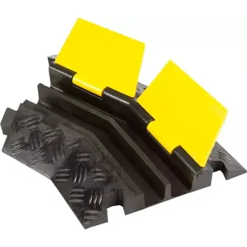 kabelová chránička Černo-žlutý gumový rohový kabelový most s víkem - 42 x 24 x 4,5 cm