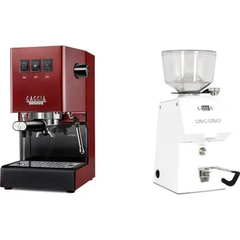 Kávovar Gaggia Classic E24 BC, red + Ascaso H64, white