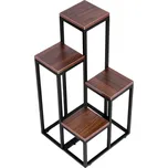 ModernHome PJJPS0011 Stojan na květiny 4 police, kov + MDF, tmavý ořech