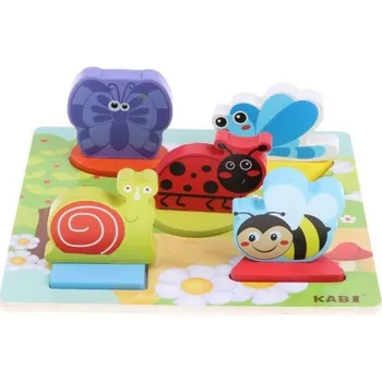 Dřevěná hračka KABI Barevná 3D dřevěná skládačka Garden Broučci, 36m+