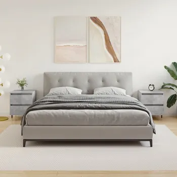 Noční stolek Noční stolky 2 ks betonově šedé 40x35x50 cm kompozitní dřevo - 8720845905200