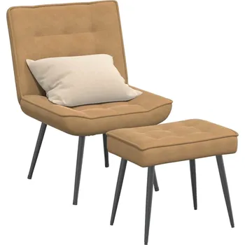Křeslo Relaxační křeslo se stoličkou hnědé samet - 8721102928307