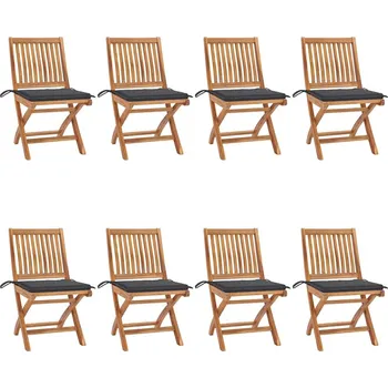 Skládací zahradní židle s poduškami 8 ks masivní teak - 8720286440711