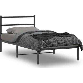 Postel Kovový rám postele s čelem černý 100 x 190 cm - 8721012302563