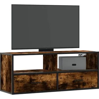 Televizní stolek TV skříňka kouřový dub 100x31x39,5 cm kompozitní dřevo a kov - 8721102839900