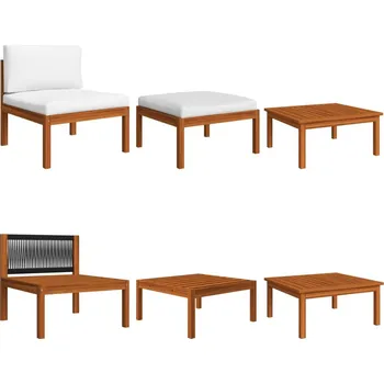 Zahradní sestava 3dílná zahradní sedací souprava s polštáři, akácie a provaz - 8720286192573