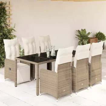 Zahradní nábytek 7dílný zahradní bistro set s poduškami hnědý polyratan - 8721102489396
