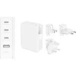 Belkin BOOST CHARGE™ 140W 4-portová USB-C Power Delivery GaN PPS nástěnná nabíječka + UK, EU, US adaptéry, bílá