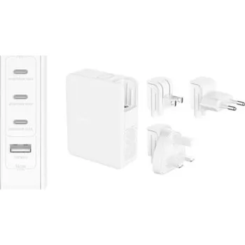 Adaptér k notebooku Belkin BOOST CHARGE™ 140W 4-portová USB-C Power Delivery GaN PPS nástěnná nabíječka + UK, EU, US adaptéry, bílá