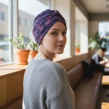 Ebbie Bavlněný turban-style - MANDALA FIALOVÁ Velikost: 54