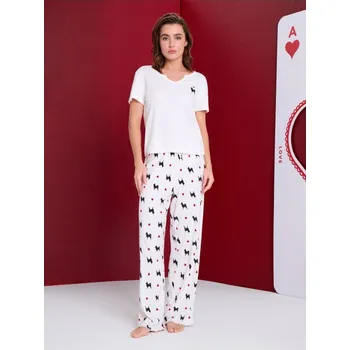 Dámské pyžamo Sinsay - Dvoudílné bavlněné pyžamo - krémová - 479HF-01X - 479HF-01X-XS