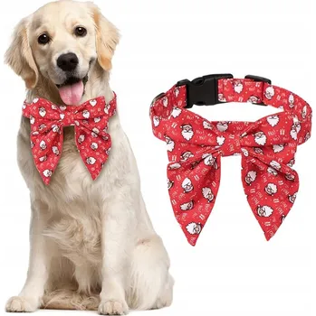 Obojek pro psa Vánoční obojek pro psa s mašlí, nastavitelný, velikost L, červený