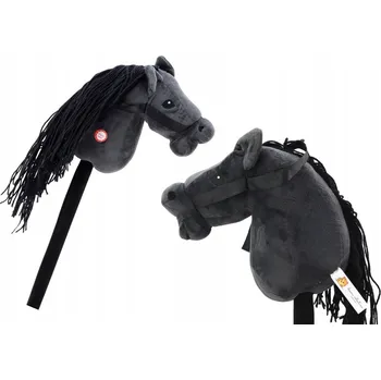 Hobby horsing KŮŇ NA TYČI HOBBY HORSE HLAVA KONĚ DLOUHOVLASÝ ZVUKY SKOKY ČERNÝ