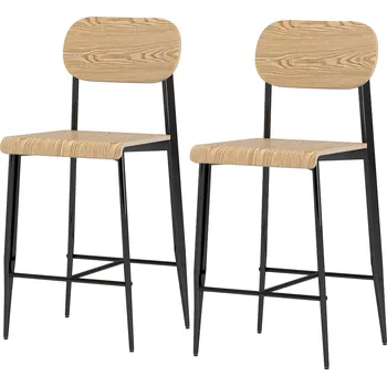 Barová židle Sada 2 barových židlí | světle hnědá