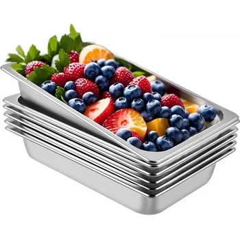 6 balení parních pánví, 20,9 x 12,8 x 3,9 palce, hluboká parní pánev, plná velikost 13l, hluboká nádoba na potraviny, nerezová ocelová trouba, hotelové pánve, parní pánev s ochranou proti zaseknutí