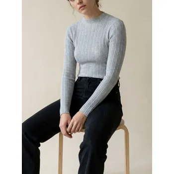 Dámský svetr Sinsay - Proužkovaný rolák - šedá - 759IV-09M - 759IV-09M-M