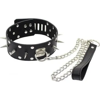 BDSM obojek Leather Collar Spiked