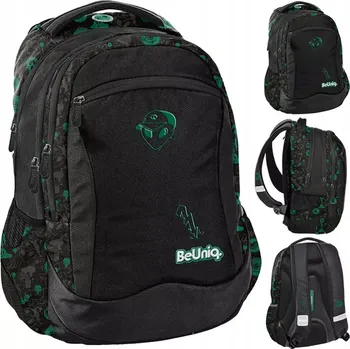 Školní batoh Školní batoh Paso s více přihrádkami, černý, zelený, 20 l