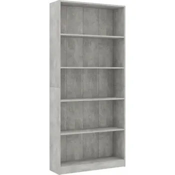 Knihovna Regál na knihy 80 x 24 x 175 cm, šedá betonu, 5 polic