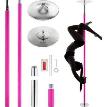 Profesionální taneční tyč , sada statických tanečních tyčí, přenosná odnímatelná tyč, 40mm odolná tyč z nerezové oceli, výškově nastavitelná fitness tyč, pro cvičení v domácím klubu, růžová