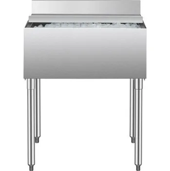 Nádoba na led Komerční nádoba na led, nádoba na led pod bar, 78,4 l, nerezová chladicí nádoba na led 30 x 19 x 37 palců s posuvným víkem, držáky na lahve, nastavitelné kulové nožičky, chladicí vozík na koktejly pro bary a restaurace a hospody