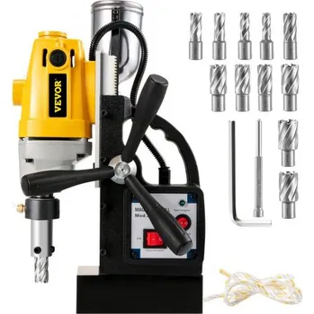 Vrtačka MD40 Elektrická magnetická vrtačka/vrtačka 38,1 mm s 11dílnou sadou HSS fréz, přesná prstencová fréza, kompaktní přepínatelná magnetická síla Evolution 1100 W