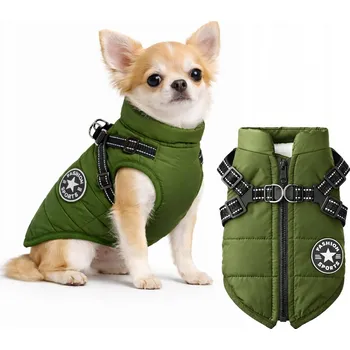 Obleček pro psa TEPLÁ BUNDA S POPRUHY PRO PSA PODZIM ZIMA OBLEČEK VESTA S REFLEXNÍMI PRVKY