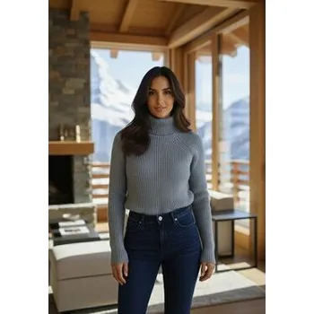 Dámský svetr FIGL Svetr M1267 Šedá Regular Fit S