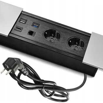 Elektrická zásuvka Zásuvka NABÍZECÍ se ZASOUVACÍM mechanismem 2x USB zásuvky Spacetronik Mediaport stříbrná