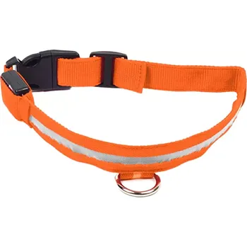 Obojek pro psa Svíticí LED obojek pro psy a kočky, oranžový, S (43–48 cm)