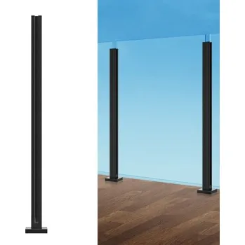 Zábradlí Svorka na sklo , držák na zábradlí ze skla o výšce 41,34" pro tvrzené sklo o tloušťce 0,39"-0,47", montážní svorka z nerezové oceli 304, držák na skleněnou poličku na balkon, zahradu, terasu, schodiště, černá