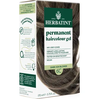 Barva na vlasy POŠKOZENÝ OBAL - Herbatint 6C permanentní barva na vlasy tmavá popelavá blond