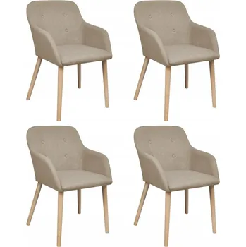 Jídelní židle Sada 4 jídelních židlí béžové barvy z masivního dubového dřeva 52x57x76,5 cm