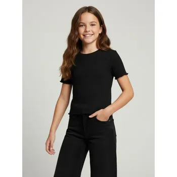 Dívčí tričko Sinsay - Tričko z&nbsp;žebrovaného úpletu - černá - 582II-99X - 582II-99X-158