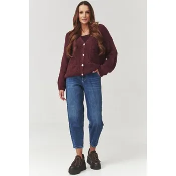 Dámská móda Dámský propínací svetr Makadamia C2 - bordó Bordó Uni