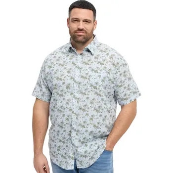 Pánská košile Pánská košile velkých velikostí s krátkým rukávem vzorovaná s lnem North Latitude 51111-0520 světle modrá (6XL)