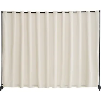 Paraván dělicí stěna, přenosná panelová dělicí stěna s kolečky, stojan na závěsy, volně stojící dělicí stěna, zástěna na ochranu soukromí do kanceláře, ložnice, jídelny, pracovny, béžová