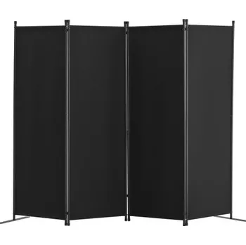 Paraván Dělicí stěna , 4panelové dělicí stěny a skládací zástěny pro soukromí, látkové dělicí stěny do kanceláře, ložnice, jídelny, pracovny, volně stojící, černá