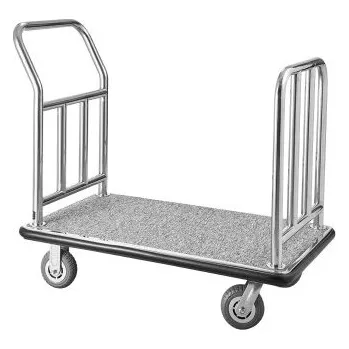 Stavební technika Hotelový zavazadlový vozík , nosnost 750 liber, luxusní plošinový vozík s odnímatelným předním rámem, vozík s obsluhou, šedým kobercem na palubě a 6palcovými gumovými koly, ideální pro hotely, byty a letoviska