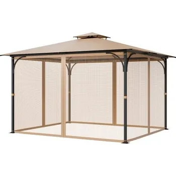 Zahradní stavba Náhradní síť na altán , vhodná pro většinu altánů o rozměrech 10 x 12 x 7,3 stop, venkovní síť na altán, 4dílná boční síťovaná záclona na altán, síťovina na terasu s dvojitým zipem, stříška (pouze síť)