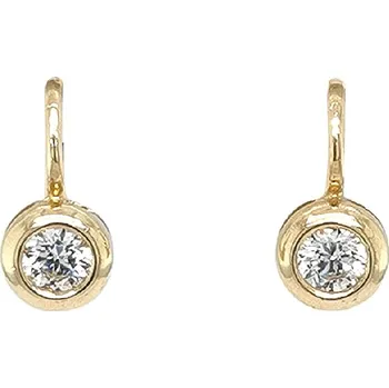 Náušnice Zlaté náušnice se zirkonem v hladkém obvodu