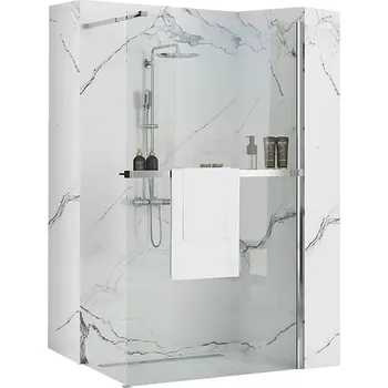 Rea Aero N, sprchová zástěna typu Walk-In 70cm, 8mm čiré sklo, chromový profil + polička a věšák EVO, KPL-K7840