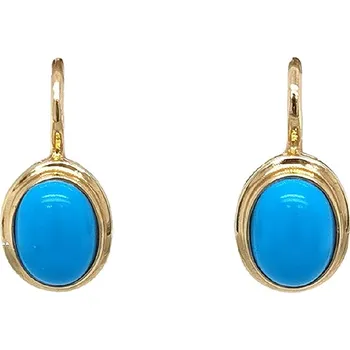 Náušnice Zlaté náušnice s oválným tyrkysem