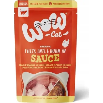 Krmivo pro kočku WOW CAT Filety Kachna Kuře v omáčce - kousky kachny a kuřete v omáčce (85g)