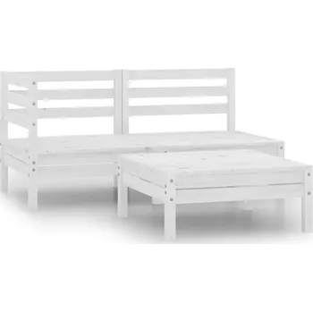 Zahradní sestava 3dílná zahradní sedací souprava masivní borovice bílá - 8720286659120