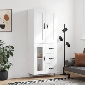 Příborník do zásuvky Skříň highboard bílá 69,5 x 34 x 180 cm kompozitní dřevo - 8720845493912