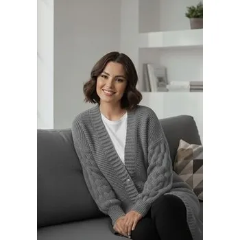 Dámský svetr FIGL Kardigan M1270 Šedá Regular Fit S