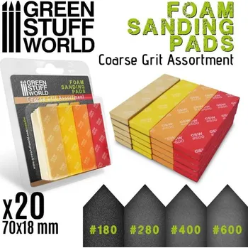 Green Stuff World Foam Sanding Pads - Coarse Grit 20ks - pilníky (Green Stuff World)
