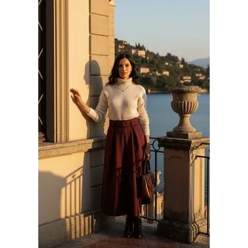 Dámská sukně FIGL Midi sukně M1255 Bordó A-Line Fit S