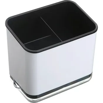 Odkapávač na nádobí Odkapávač na příbory s přihrádkami, bílo‑černý